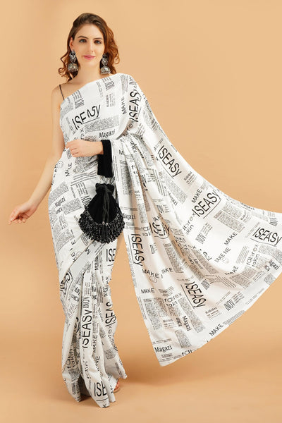 Newspaper Print Saree - Sttylme