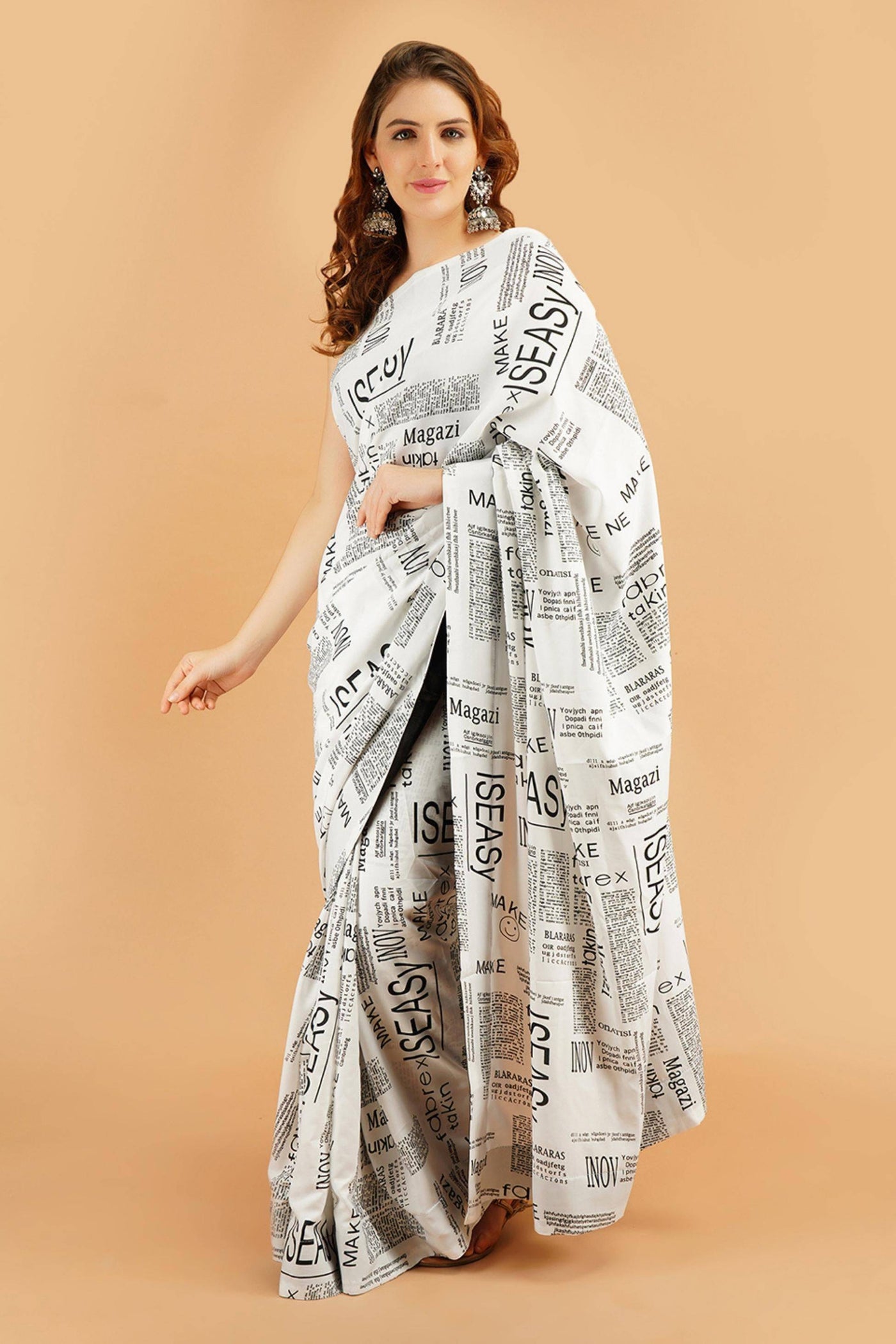 Newspaper Print Saree - Sttylme