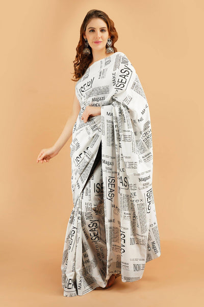 Newspaper Print Saree - Sttylme