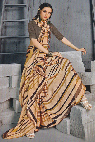 Striped Chiffon Saree - Sttylme