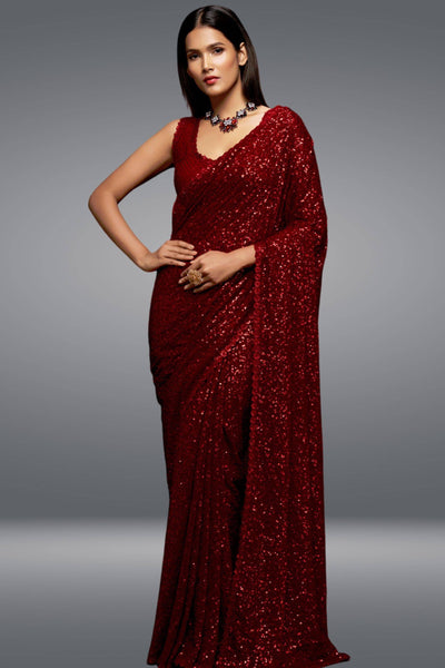 Deep Connection Red Saree - Sttylme