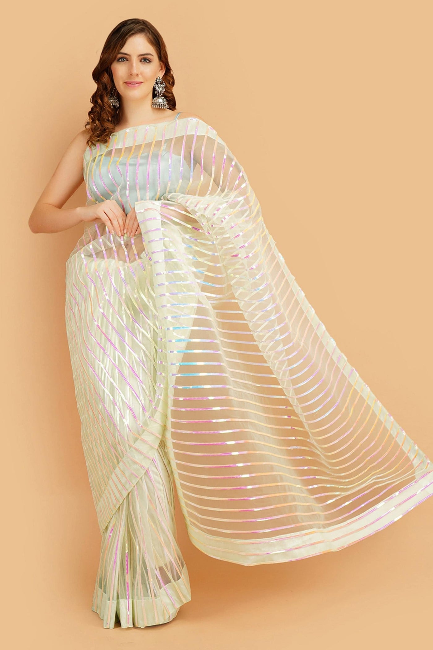 Sttylme - Insight Tea Green Partywear Saree