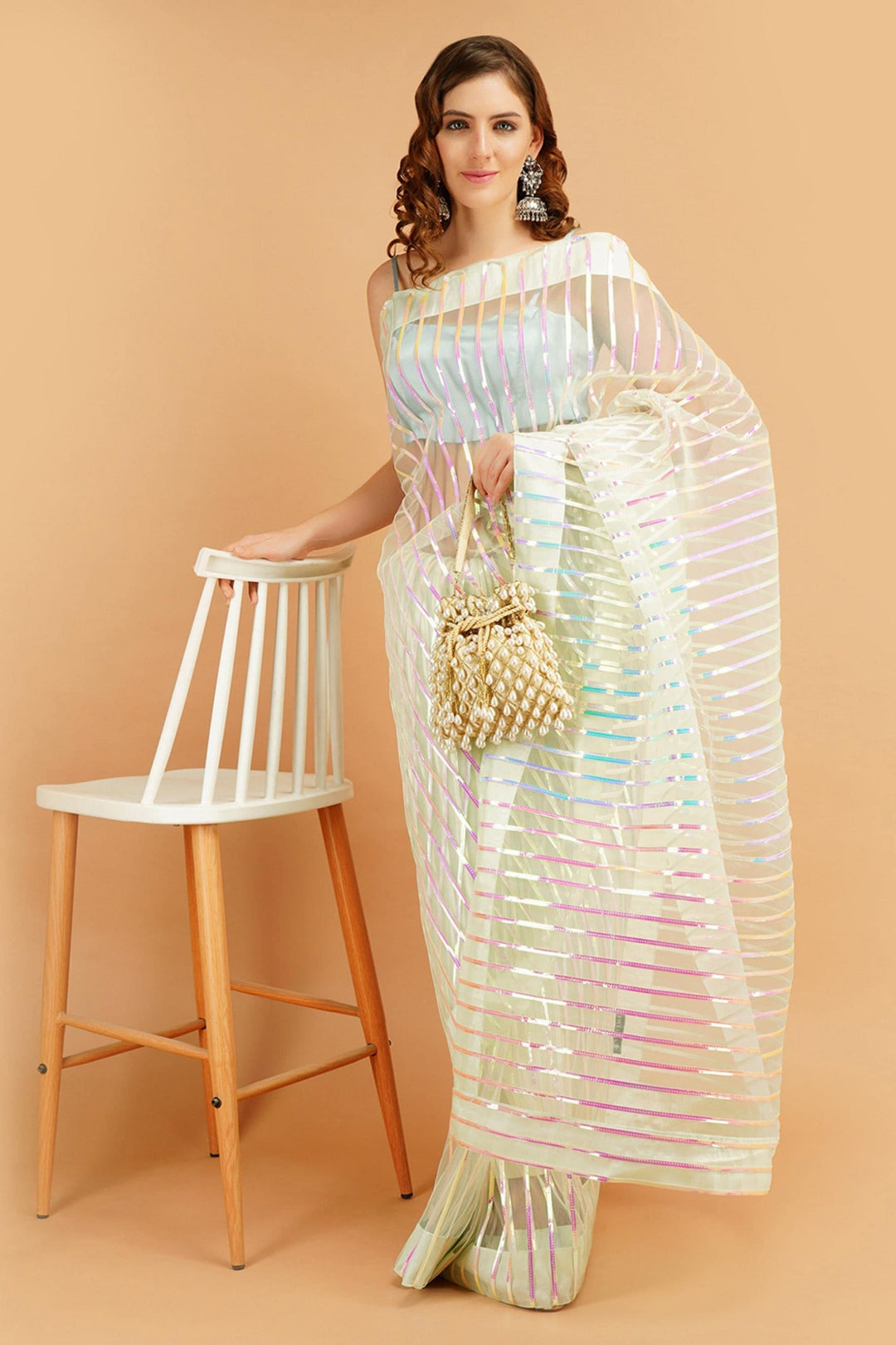 Sttylme - Insight Tea Green Partywear Saree