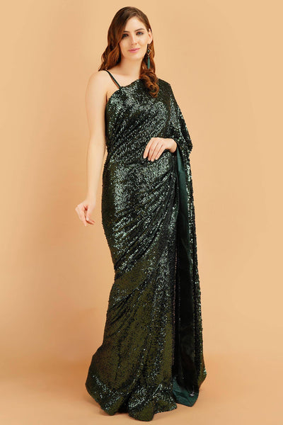 Make an entrance Green Saree - Sttylme