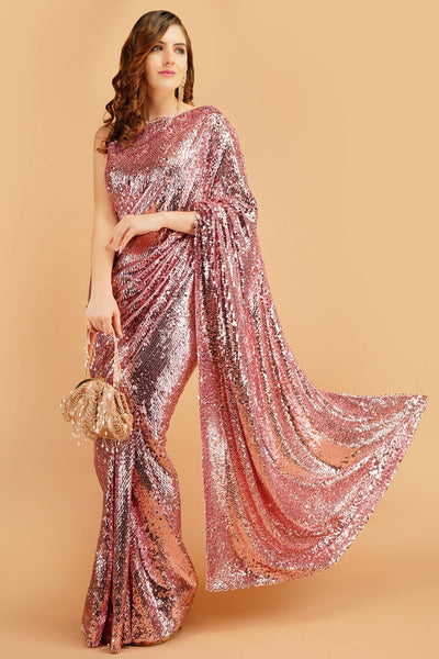 Sttylme - Make an entrance Sequin Saree - Pink