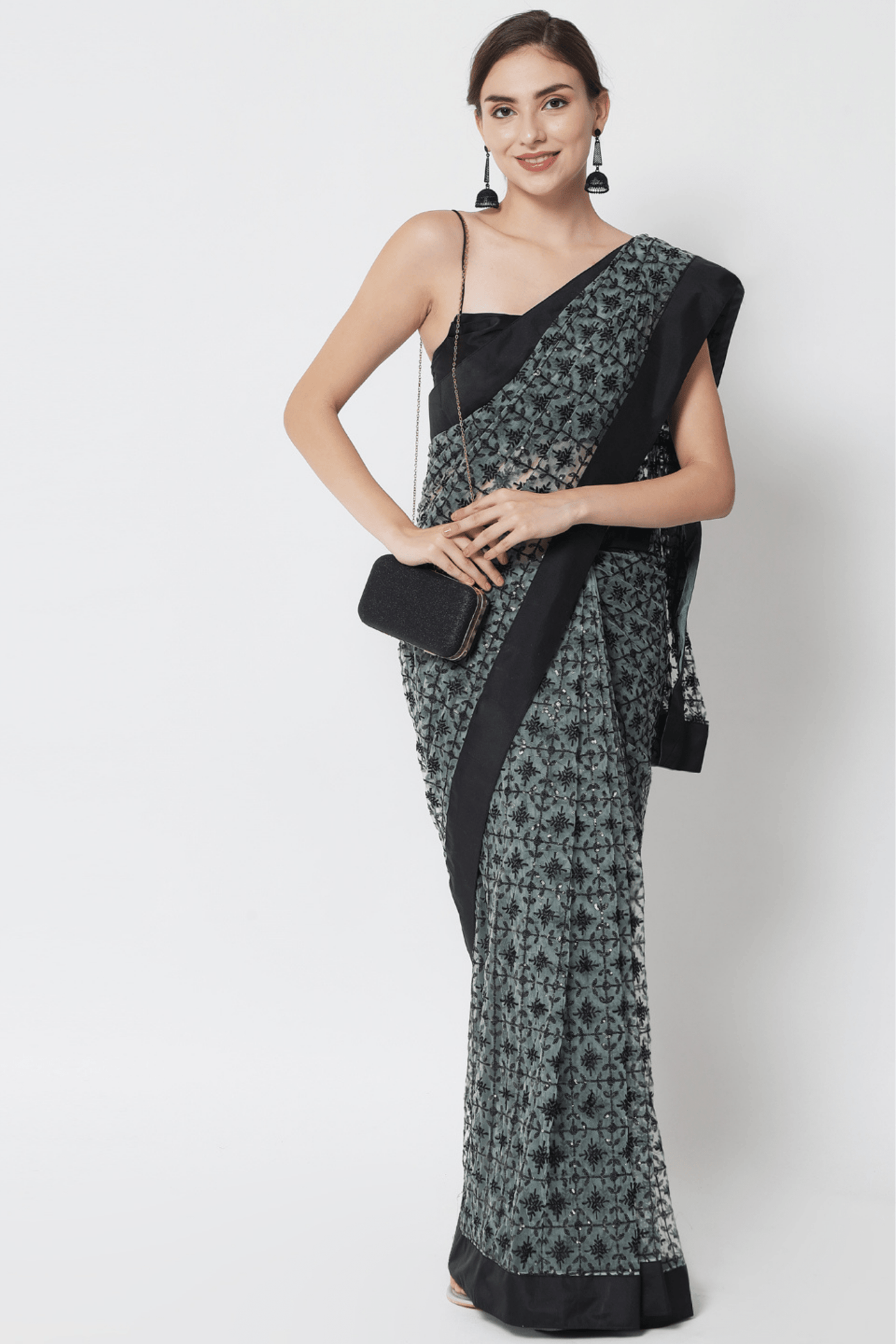 Sttylme - Miracle Green Sequin Saree