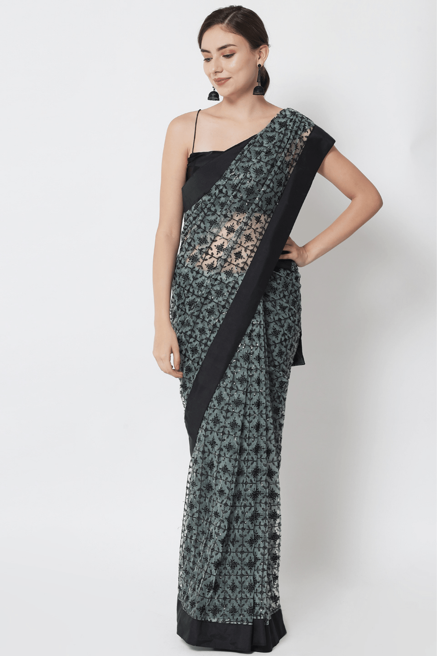 Sttylme - Miracle Green Sequin Saree