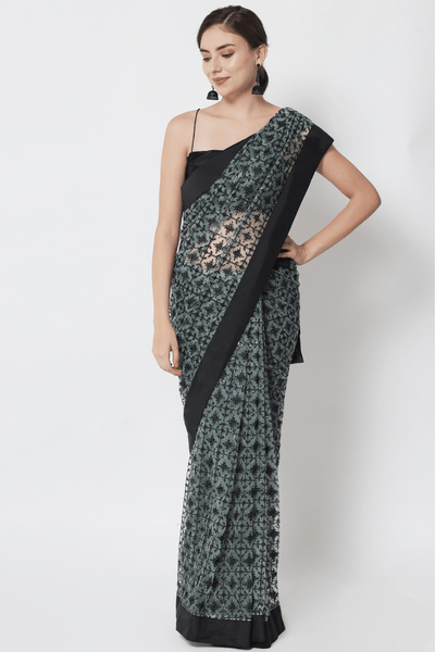 Sttylme - Miracle Green Sequin Saree