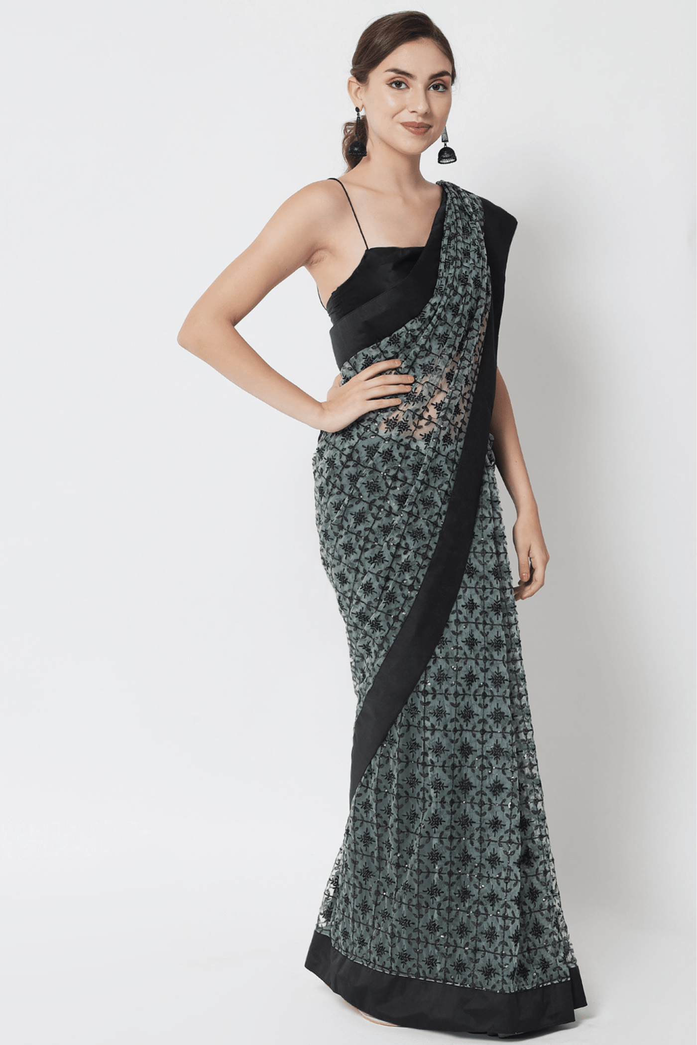 Sttylme - Miracle Green Sequin Saree