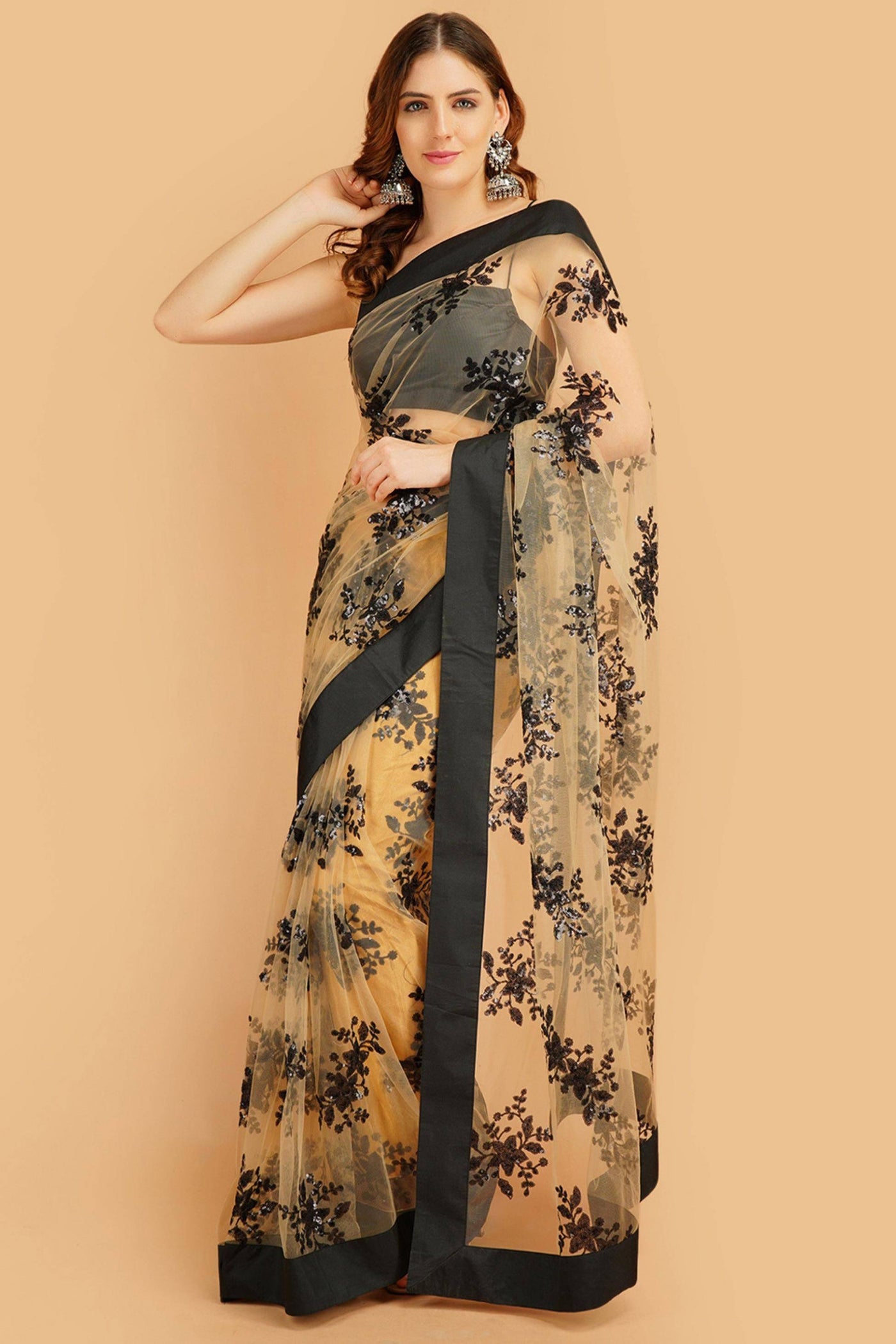 Sttylme - Miracle Peach Sequin Saree