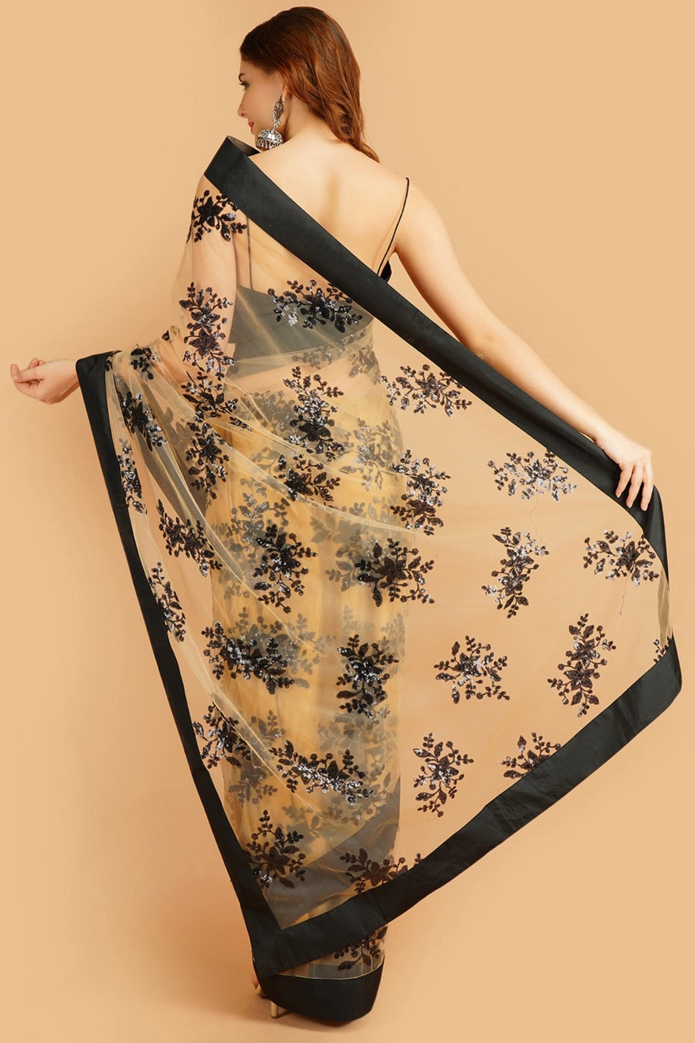 Sttylme - Miracle Peach Sequin Saree