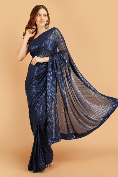 Sttylme - Oceans of Love Navy-Blue sequin Saree