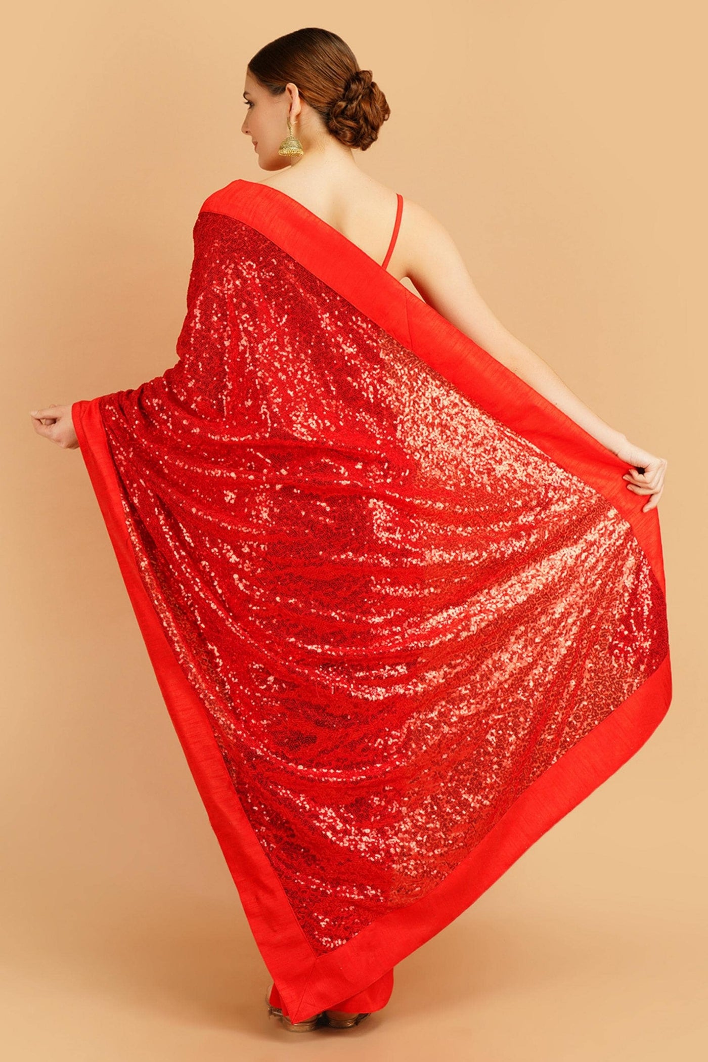 Sttylme - Perfectly Poised Red Sequin Saree