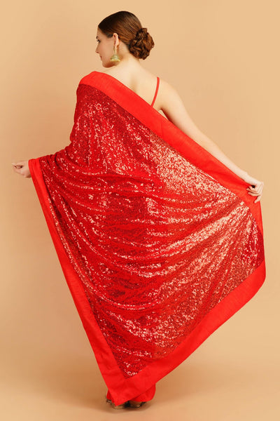 Sttylme - Perfectly Poised Red Sequin Saree