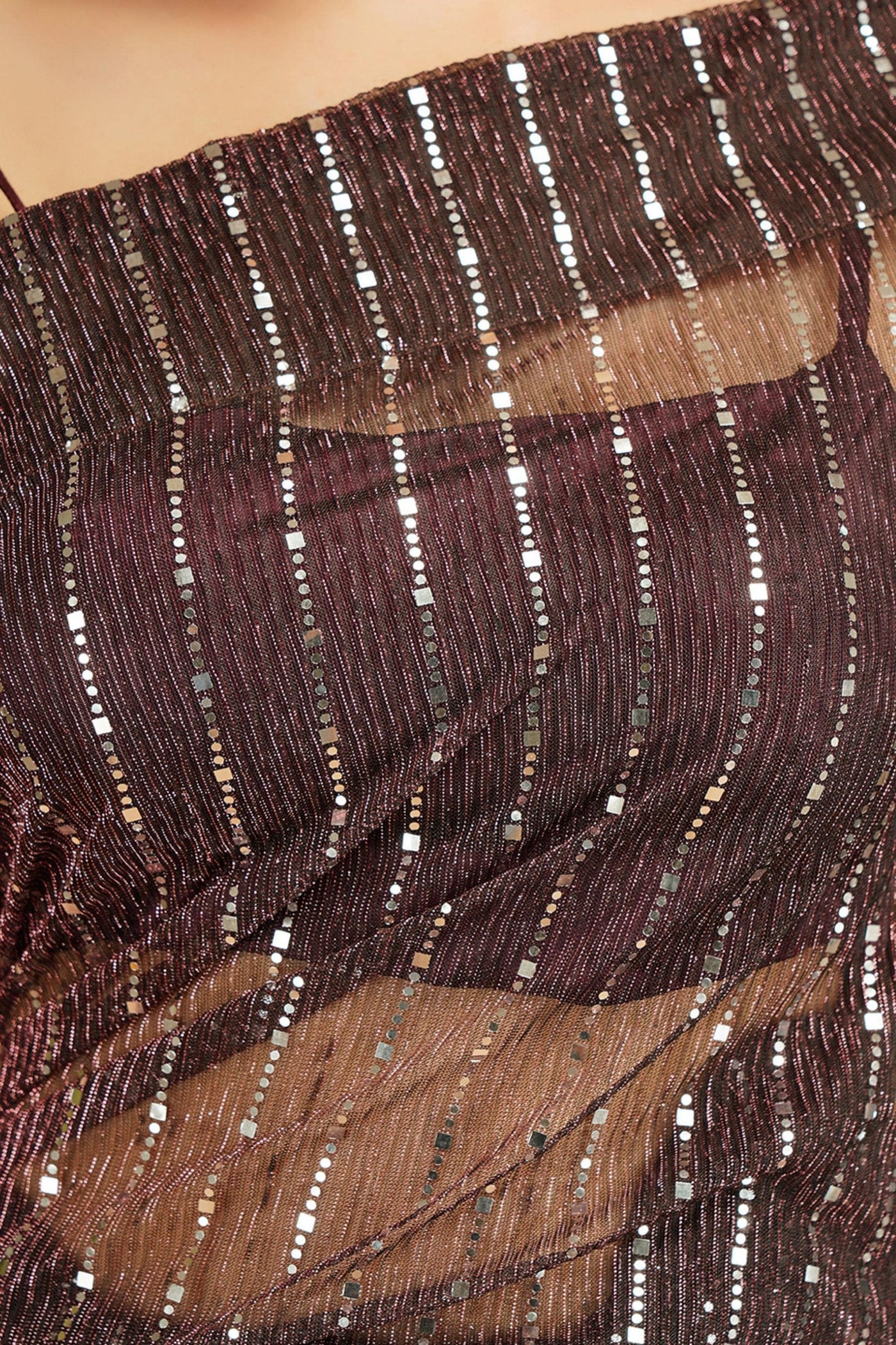 Sttylme - Sparks Fly Sequin Saree - Brown
