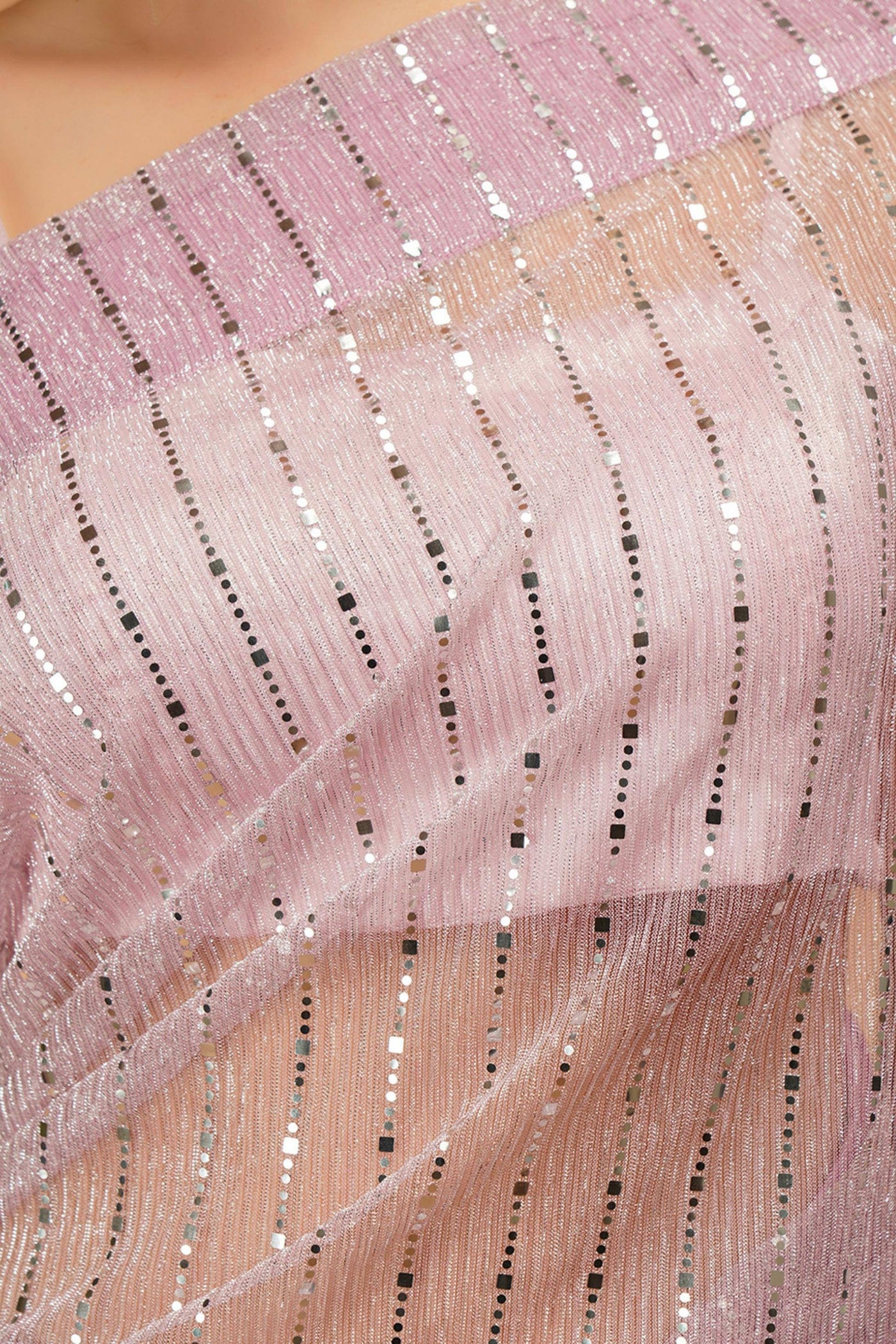 Sttylme - Sparks Fly Sequin Saree - Onion Pink