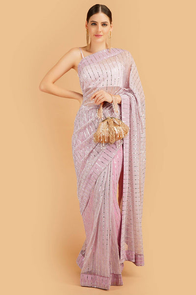 Sttylme - Sparks Fly Sequin Saree - Onion Pink