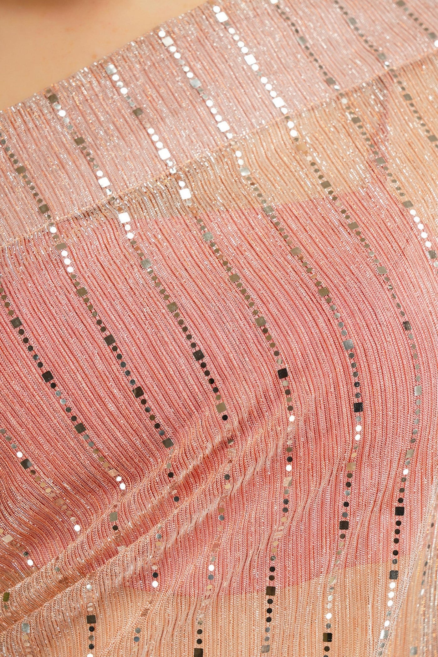 Sttylme - Sparks Fly Sequin Saree - Peach